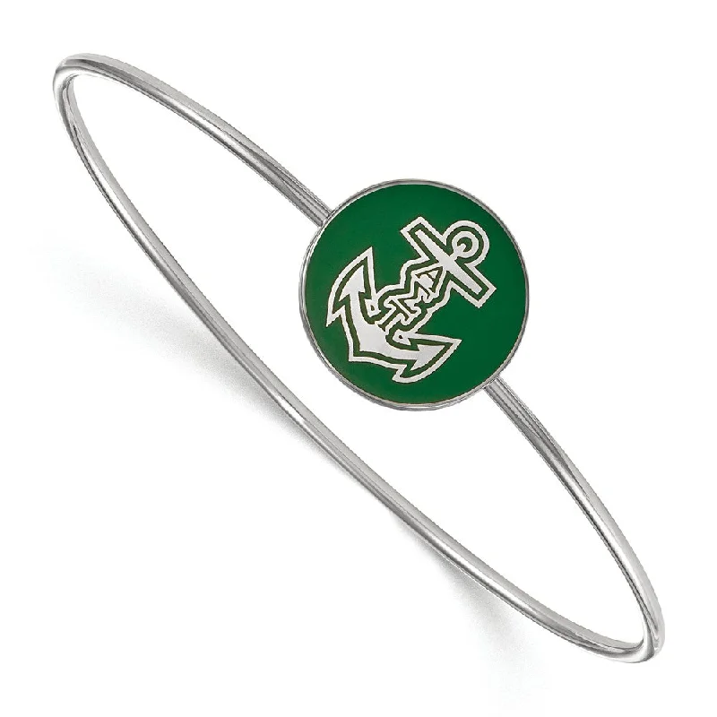 Sterling Silver Alpha Sigma Tau Enamel Bangle - 7 in.