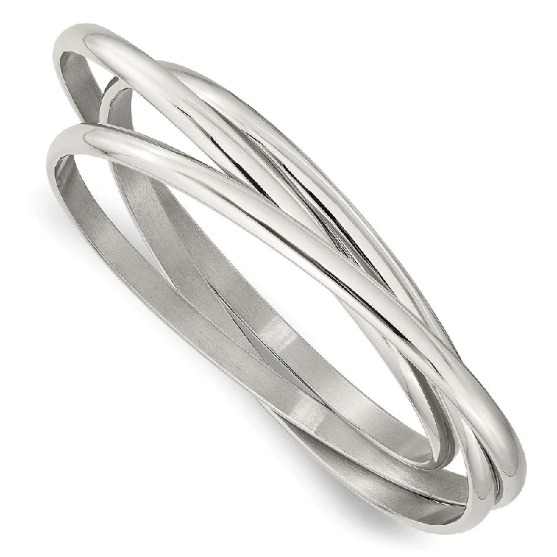 Stainless Steel 3 Piece Intertwined Bangle Bracelet