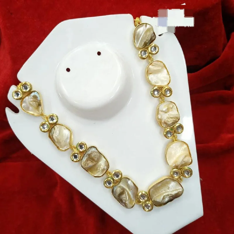 FS Collection Gold Plated Mother Of Pearls Necklace Set