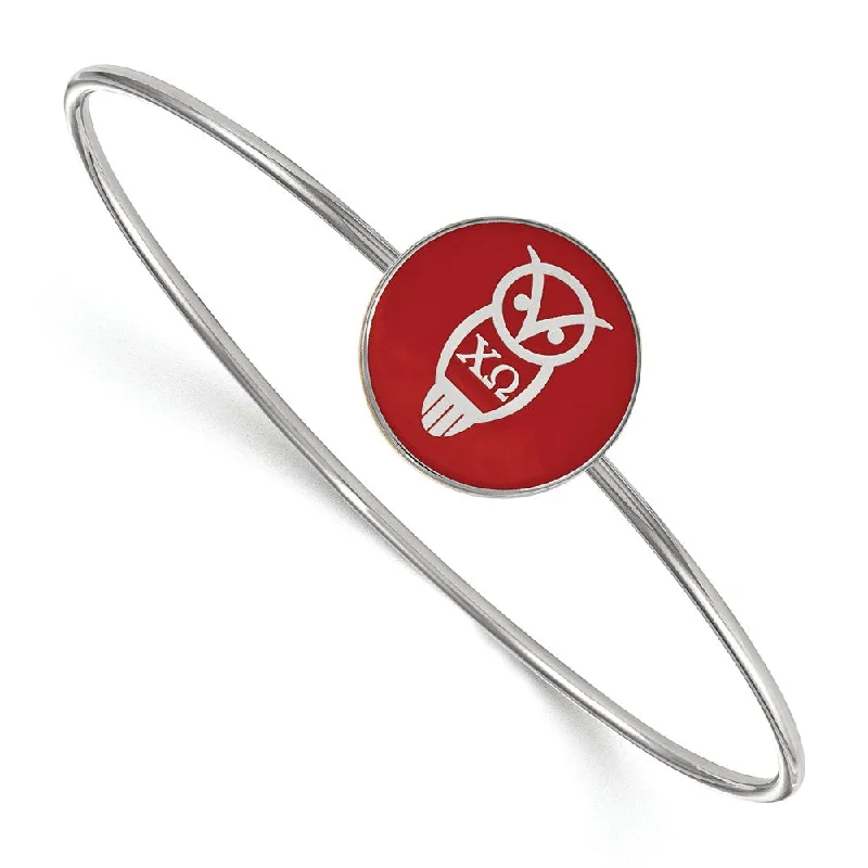 Sterling Silver Chi Omega Enamel Bangle - 6 in.