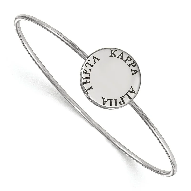 Sterling Silver Kappa Alpha Theta Enamel Black Letters Bangle - 7 in.