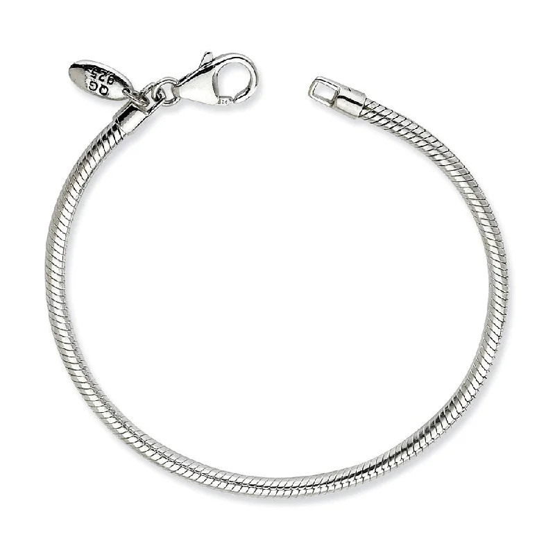 Sterling Silver 3mm Snake Chain Starter Bead Charm Bracelet or Anklet