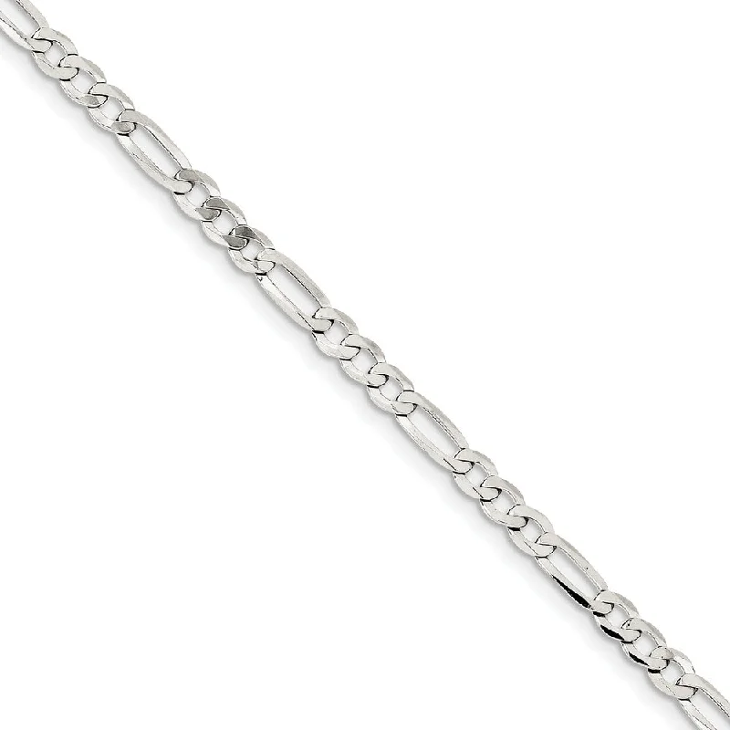 4.5mm Sterling Silver Flat Figaro Chain Bracelet