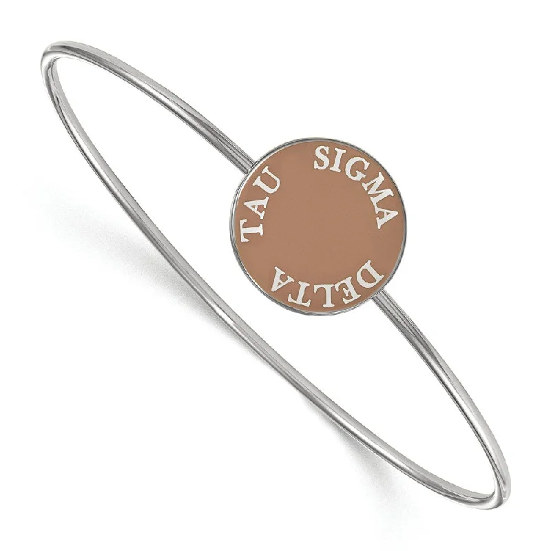 Sterling Silver Sigma Delta Tau Brown Enamel Bangle - 6 in.