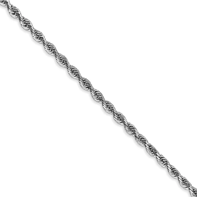 2.75mm 10k White Gold D/C Quadruple Rope Chain Bracelet