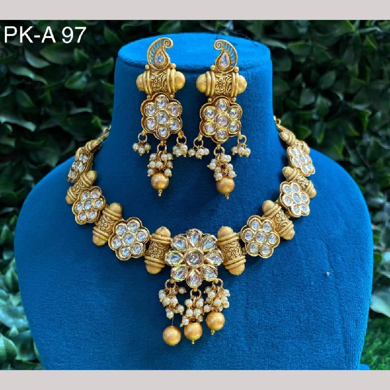 Amoliya Jewels Gold Plated Kundan Stone Choker Necklace Set