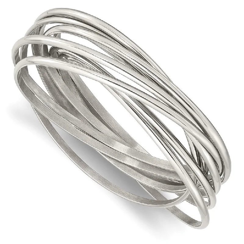 Stainless Steel 9 Piece Intertwined Bangle Bracelet