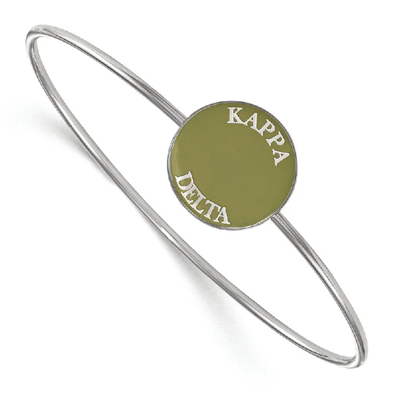 Sterling Silver Kappa Delta Green Enamel Bangle - 8 in.