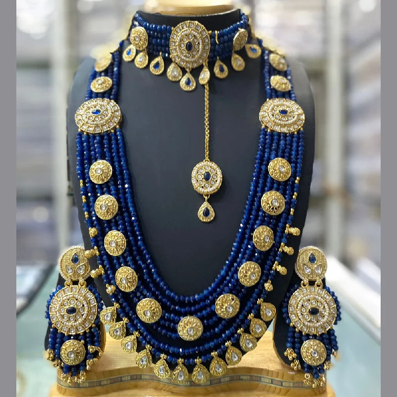 Stylofinds Gold Plated Kundan Stone And Beads Combo Necklace Set