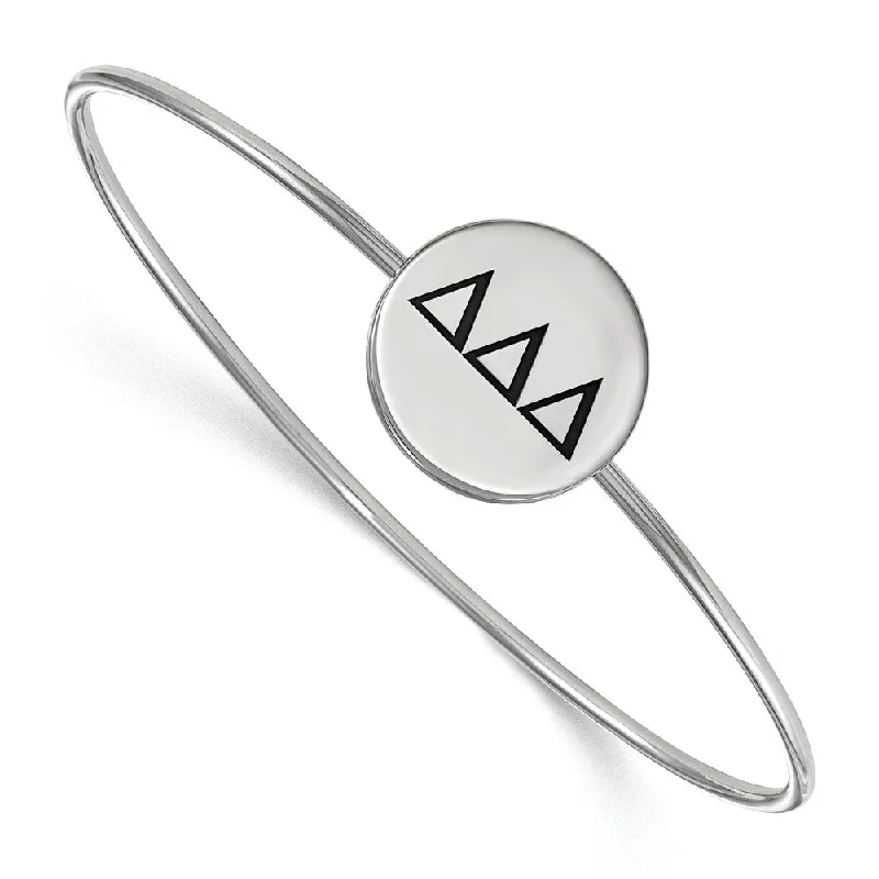 Sterling Silver Delta Delta Delta Enamel Greek Letters Bangle - 6 in.