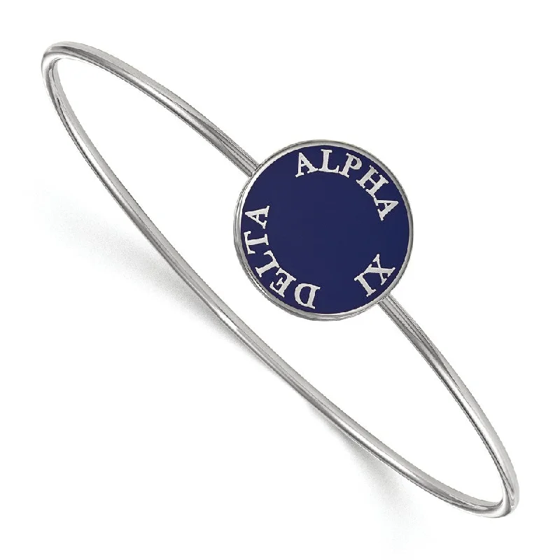 Sterling Silver Alpha Xi Delta Blue Enamel Bangle - 7 in.