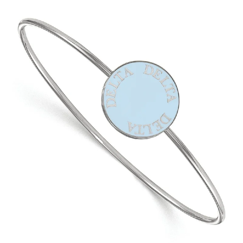 Sterling Silver Delta Delta Delta Blue Enamel Bangle - 7 in.