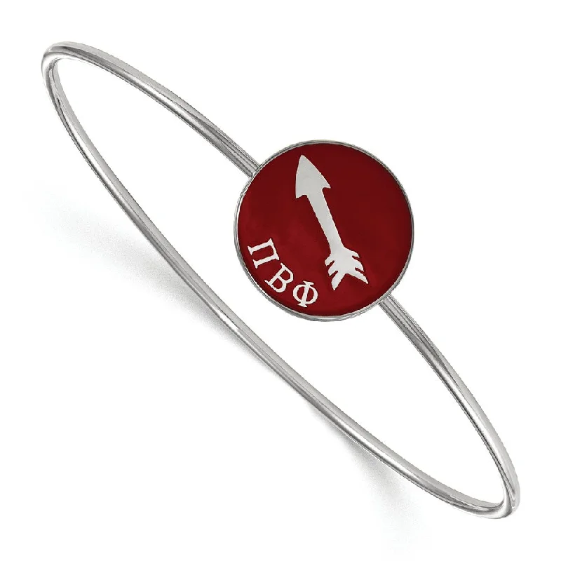 Sterling Silver Pi Beta Phi Enamel Bangle - 7 in.