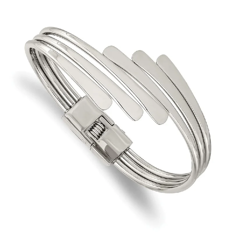 28mm Stainless Steel Polished Triple Bypass Hinged Bangle Bracelet