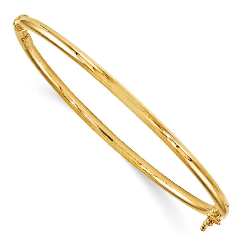 3mm 14k Yellow Gold Classic Polished Hinged Bangle Bracelet