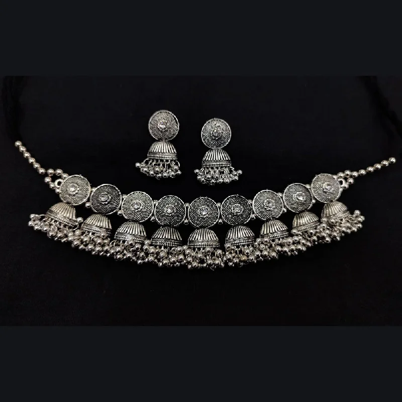 Pooja Bangles Oxidised Plated Choker Necklace Set