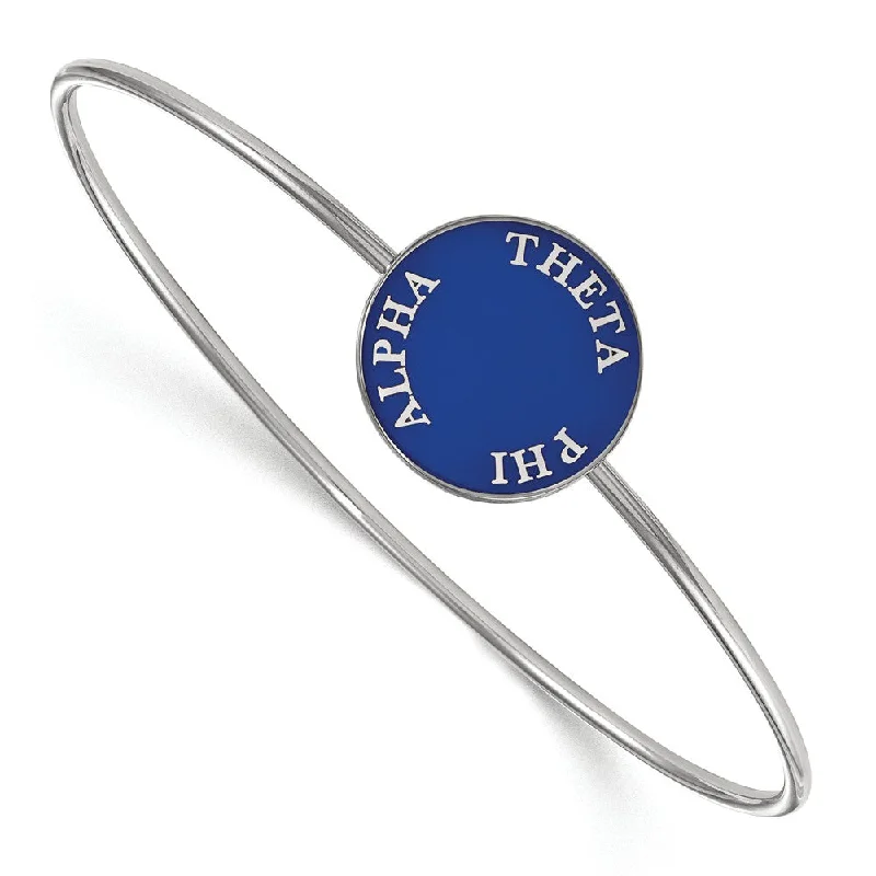 Sterling Silver Theta Phi Alpha Blue Enamel Bangle - 7 in.