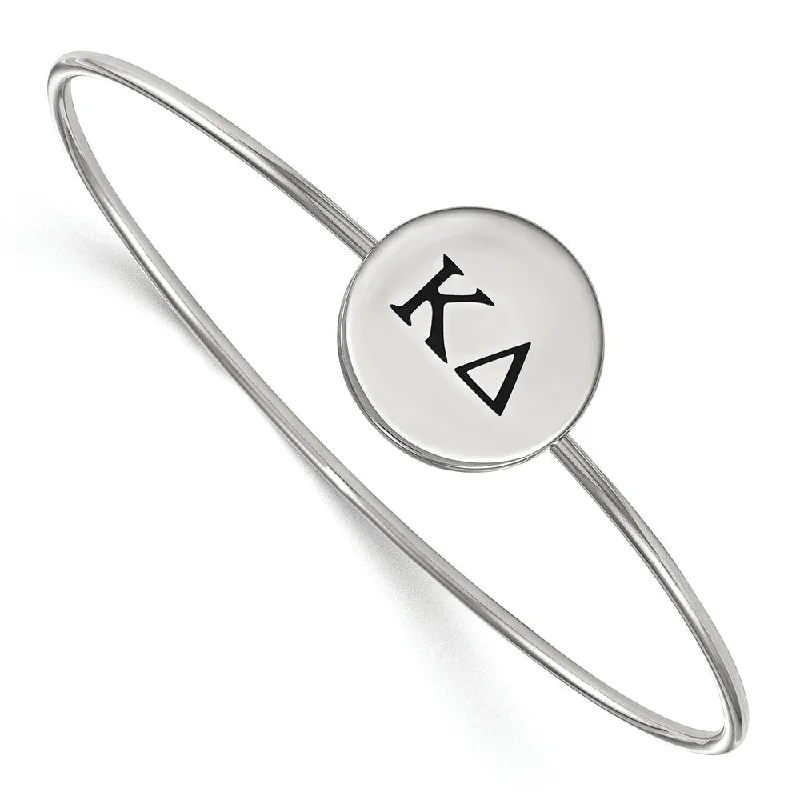 Sterling Silver Kappa Delta Enamel Greek Letters Bangle - 7 in.