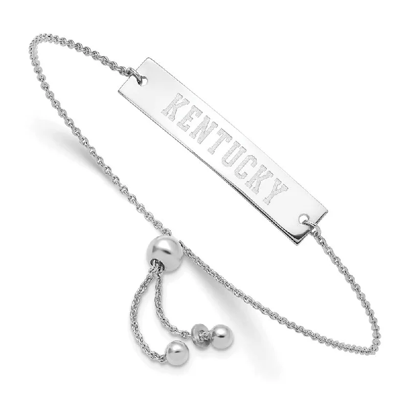 Sterling Silver Rhodium Plated Kentucky Bar Adjustable Bracelet, 9 In