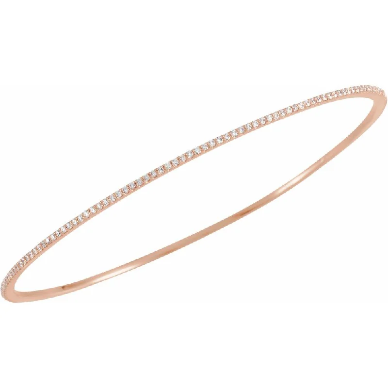 1.4mm 14k Yellow, White or Rose Gold 1 Ctw Diamond Bangle Bracelet