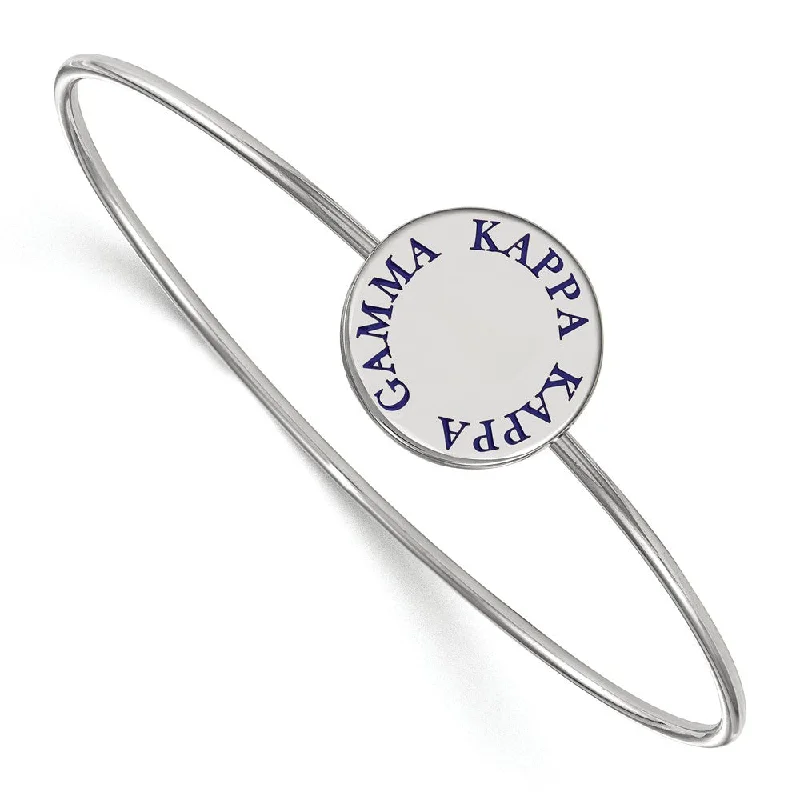 Sterling Silver Kappa Kappa Gamma Blue Enamel Letters Bangle - 8 in.