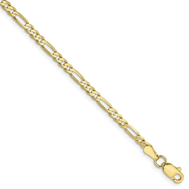 2.75mm 10k Yellow Gold Flat Figaro Chain Bracelet