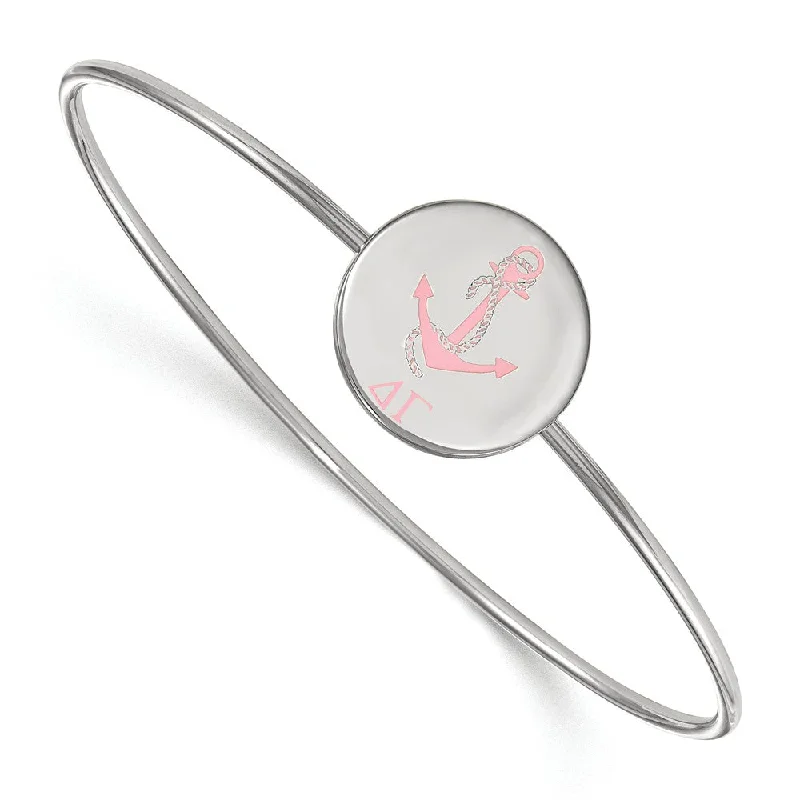 Sterling Silver Delta Gamma Enamel Anchor Bangle - 7 in.