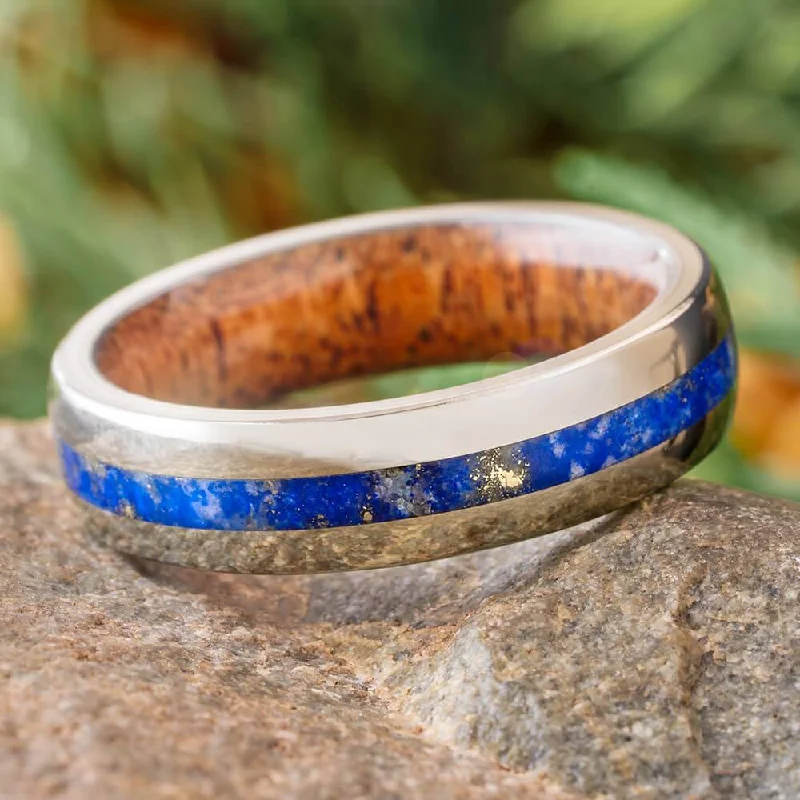 Mesquite Wood and Lapis Lazuli Wedding Band