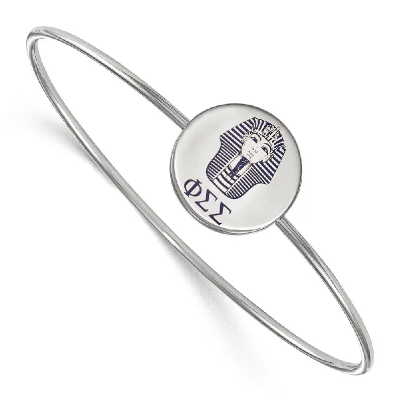 Sterling Silver Phi Sigma Sigma Enamel Sphinx Bangle - 7 in.