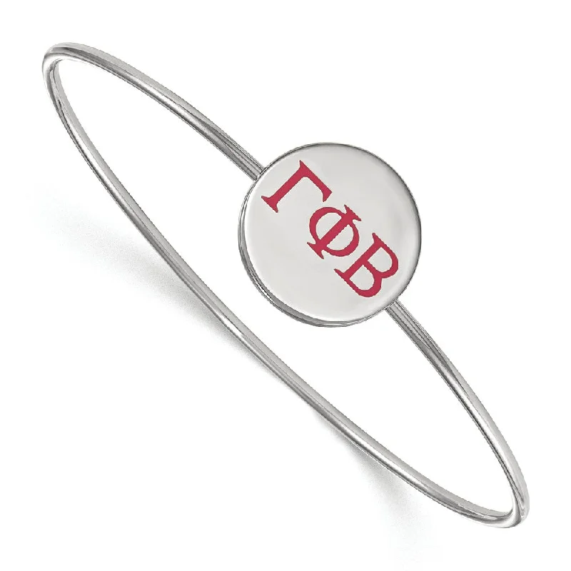 Sterling Silver Gamma Phi Beta Enamel Pink Greek Letter Bangle - 7 in.