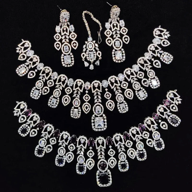 Kavita Art Silver Plated American Diamond Necklace Set