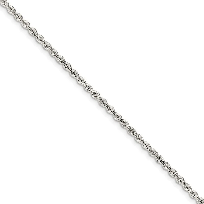 2.5mm Sterling Silver Solid Rope Chain Bracelet