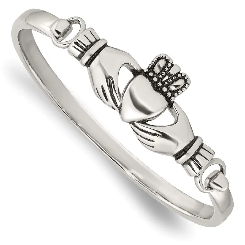 Stainless Steel Claddagh Bangle Bracelet