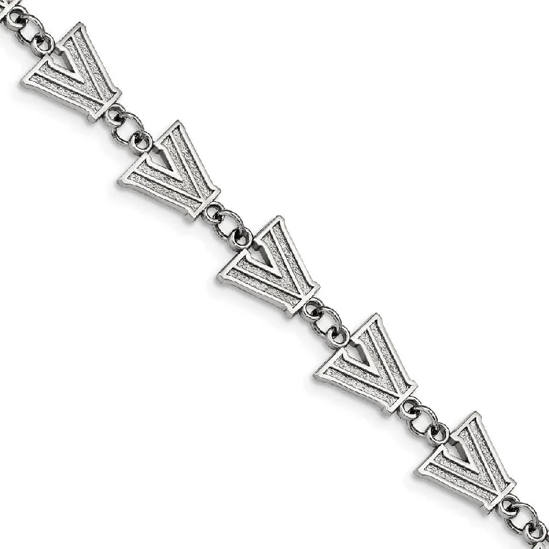 Stainless Steel Villanova University Link Bracelet, 6.5 to 8 Inch