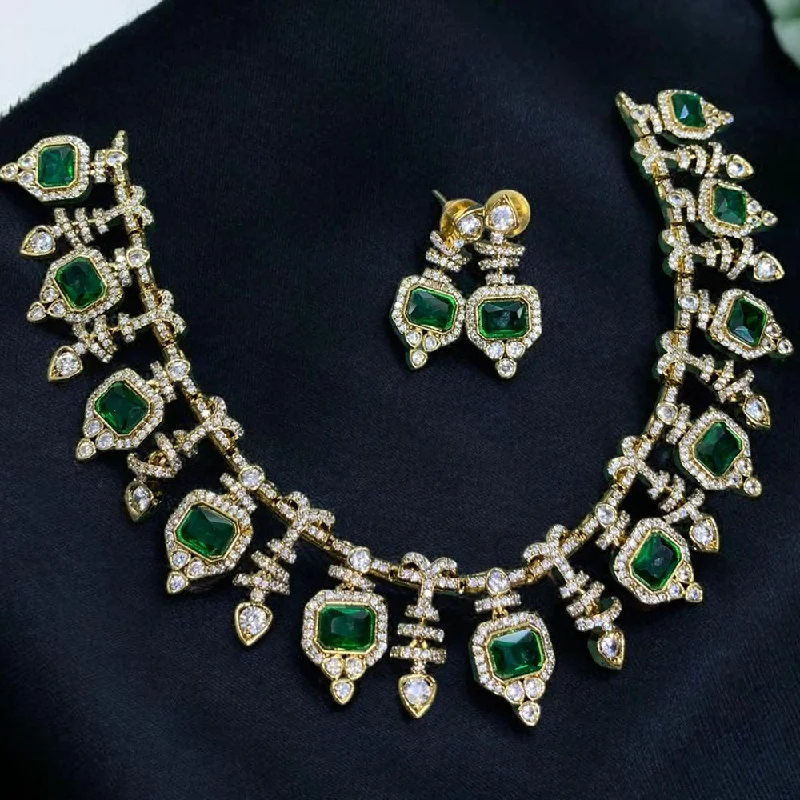 Sona Creation Gold Plated Crystal Stone Necklace Set