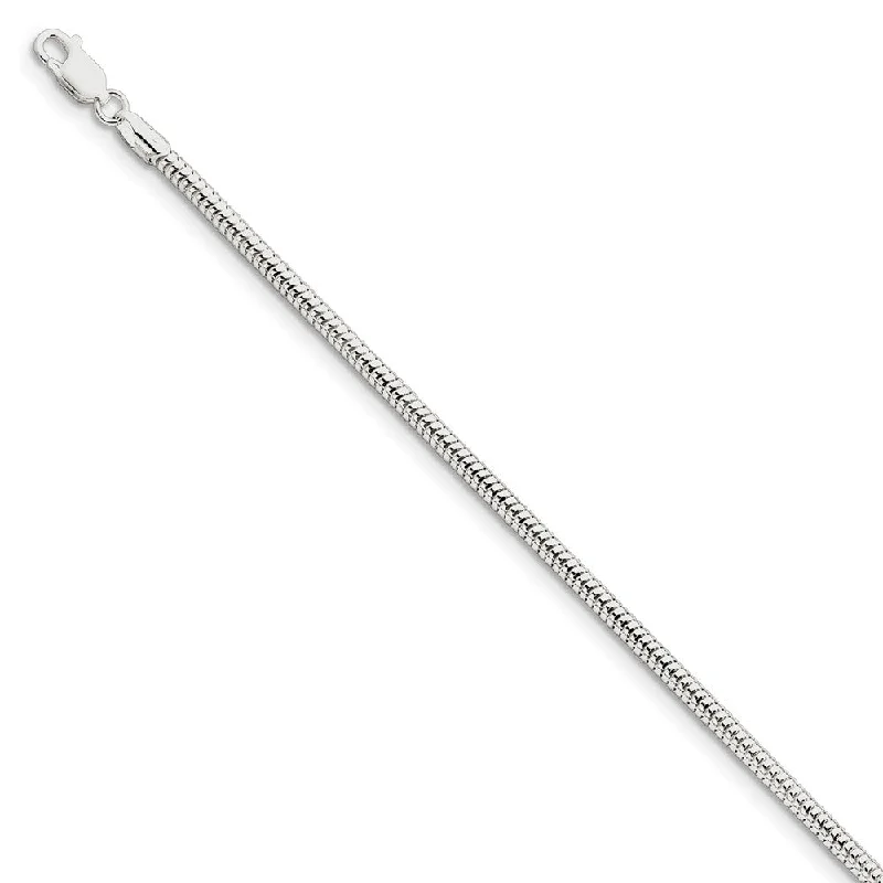 3mm Sterling Silver Solid Round Snake Chain Bracelet