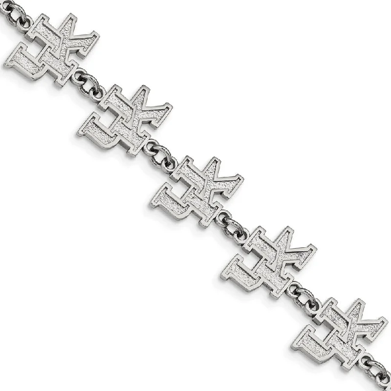 Stainless Steel U. of Kentucky Link Bracelet, 6.75 to 8.25 Inch