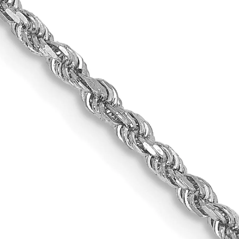 1.75mm 10K White Gold Diamond Cut Solid Rope Chain Bracelet