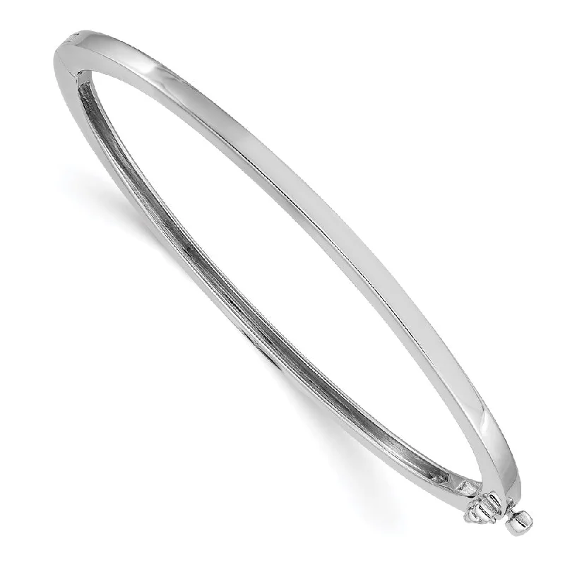 2.5mm 14k White Gold Polished Solid Open Back Hinged Bangle Bracelet