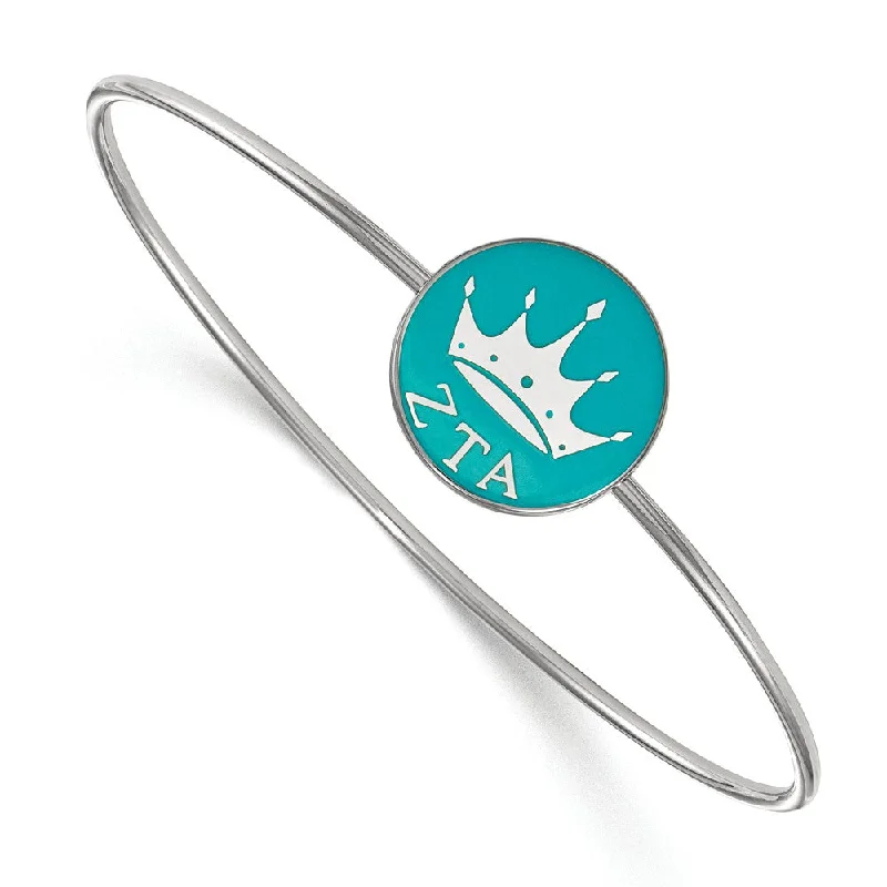 Sterling Silver Zeta Tau Alpha Enamel Bangle - 8 in.