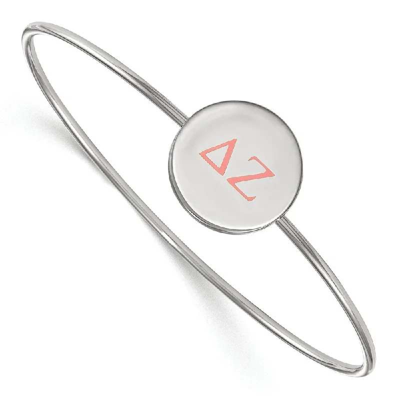 Sterling Silver Delta Zeta Enamel Greek Letters Bangle - 6 in.