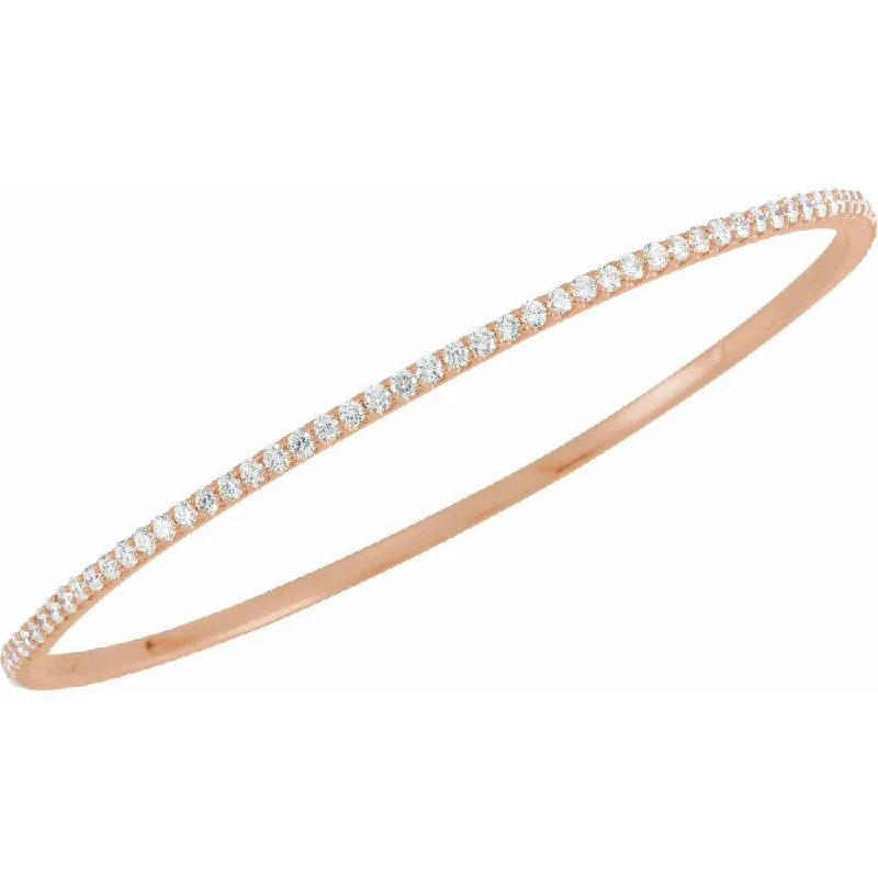 2.25mm 14k Yellow, White or Rose Gold 3 Ctw Diamond Bangle Bracelet