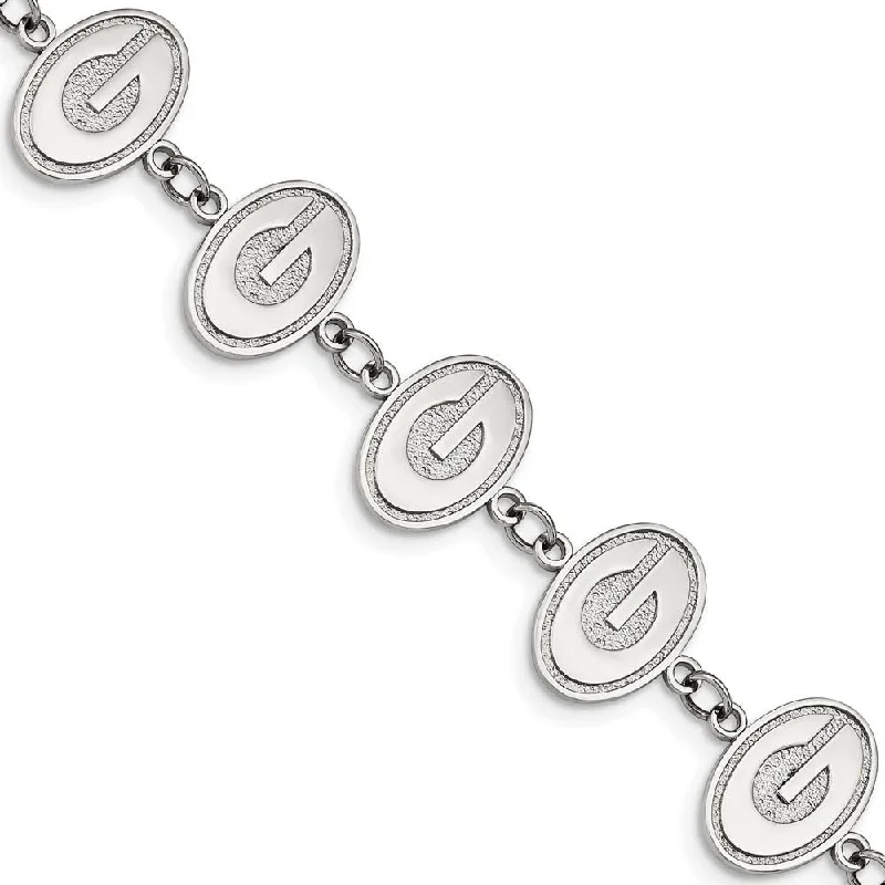 Stainless Steel University of Georgia Link Bracelet, 7.75 to 9.25 Inch