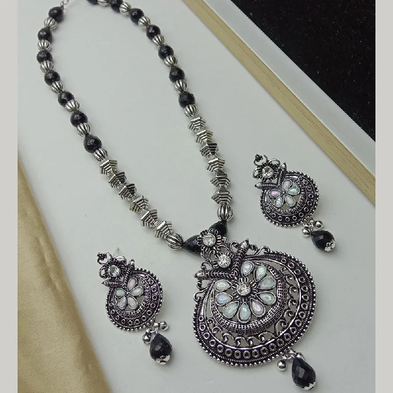 SP Jewellery Oxidised Plated Crystal Stone Necklace Set