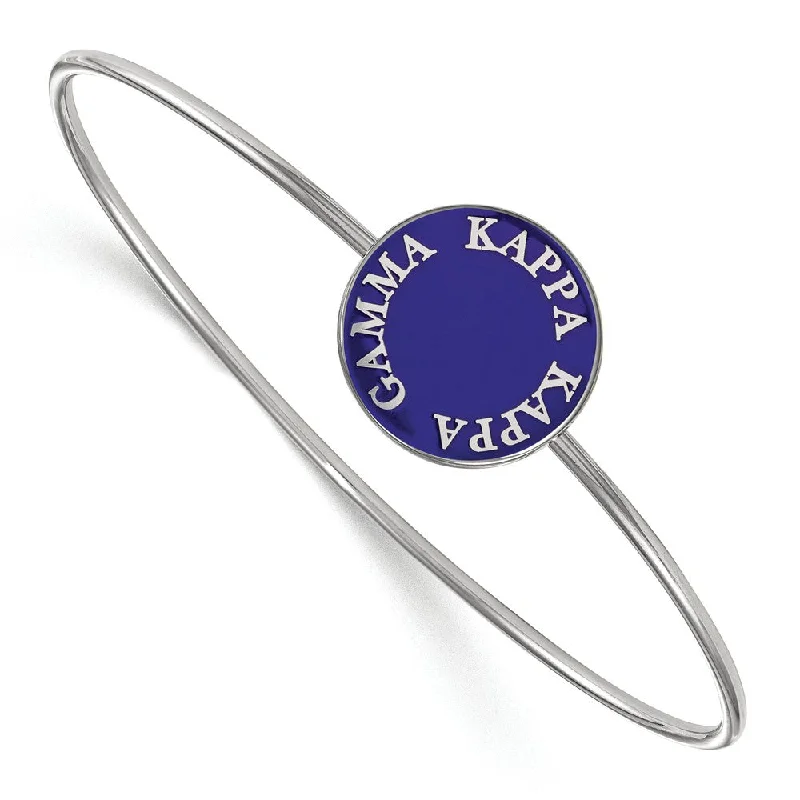 Sterling Silver Kappa Kappa Gamma Blue Enamel Bangle - 8 in.