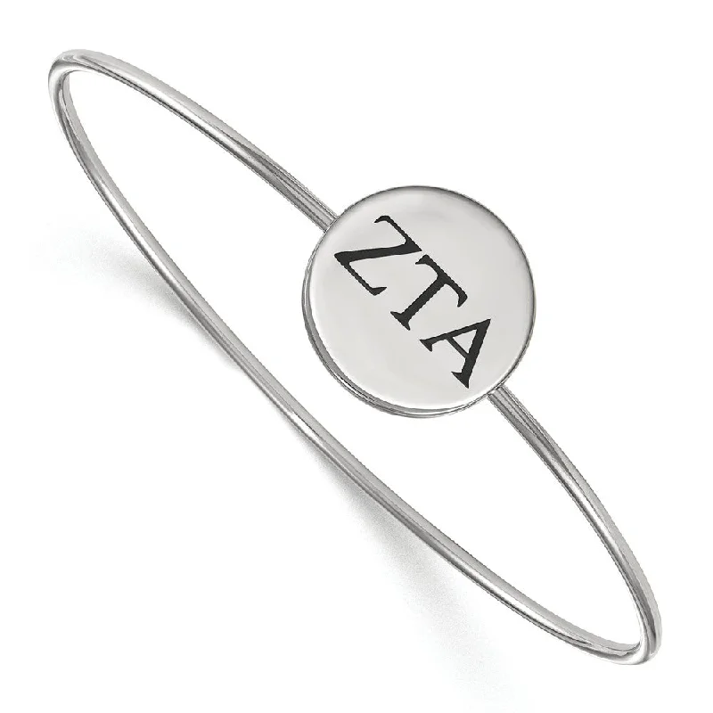 Sterling Silver Zeta Tau Alpha Enamel Greek Letters Bangle - 6 in.