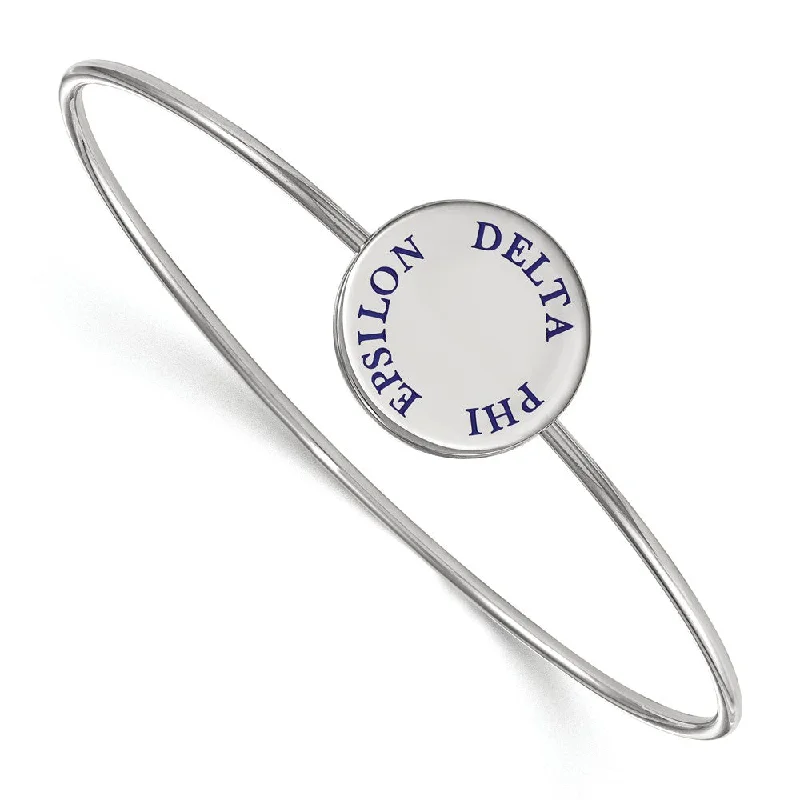 Sterling Silver Delta Phi Epsilon Blue Enamel Bangle - 6 in.