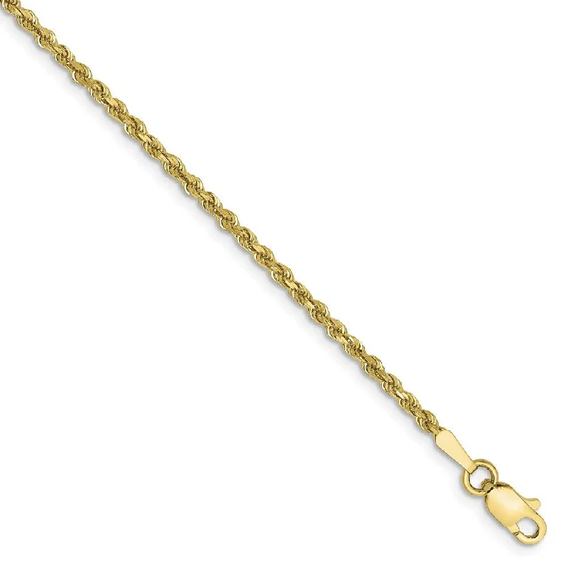 1.75mm, 10k Yellow Gold Diamond Cut Solid Rope Chain Bracelet