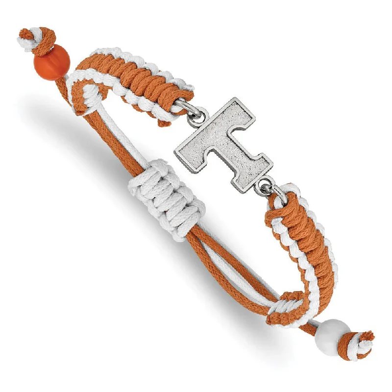 Stainless Steel Univ. of Tennessee Adj. Nylon Cord Bracelet, 9 Inch