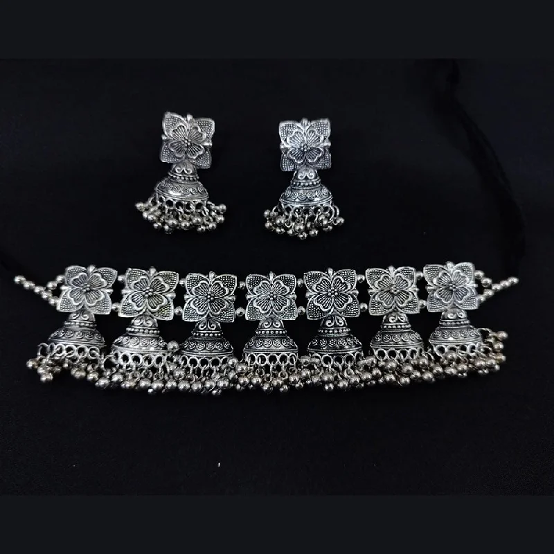 Pooja Bangles Oxidised Plated Choker Necklace Set